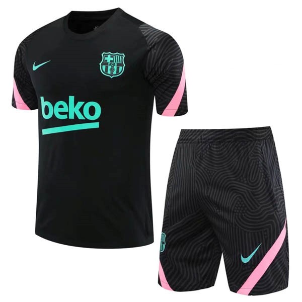Trainingsshirt Barcelona Komplett Set 2020-21 Schwarz Grün Fussballtrikots Günstig